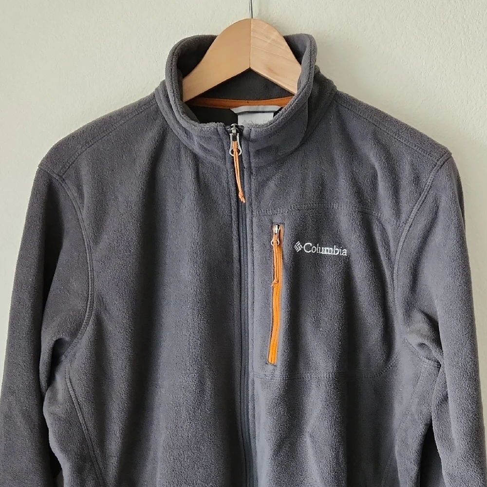 COLUMBIA Charcoal Grey Fleece Jacket Rustic Orange Details Men Sz M Gorpcore - Picture 4 of 16